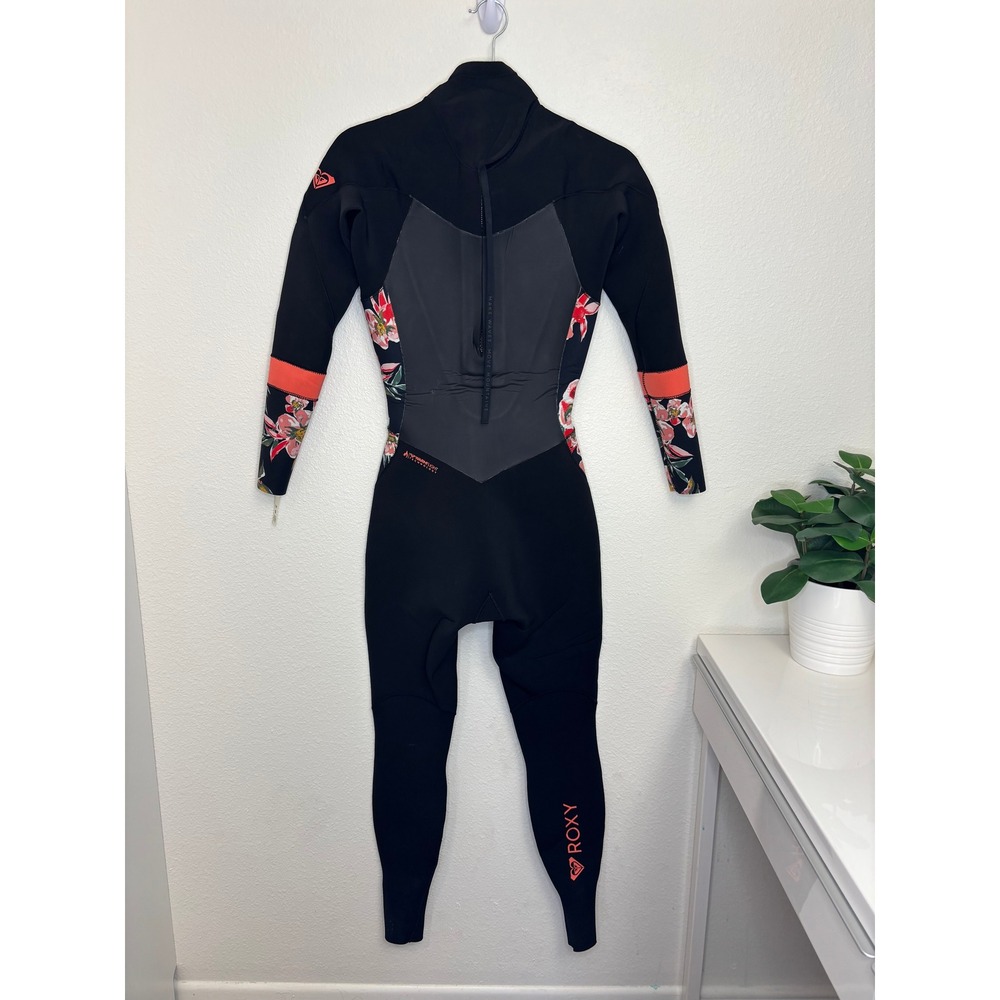 Roxy Syncro 3/2mm Back Zip Full Wetsuit Women's Size 8 Floral ERJW103052 EUC - Picture 2 of 9